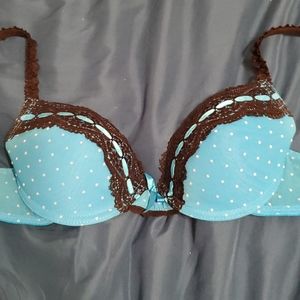 Candie's Blue Polka Dot and Lace 34B Bra